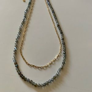 NWOT ARGENTO VIVO STERLING SILVER Labradorite Beaded layered necklace